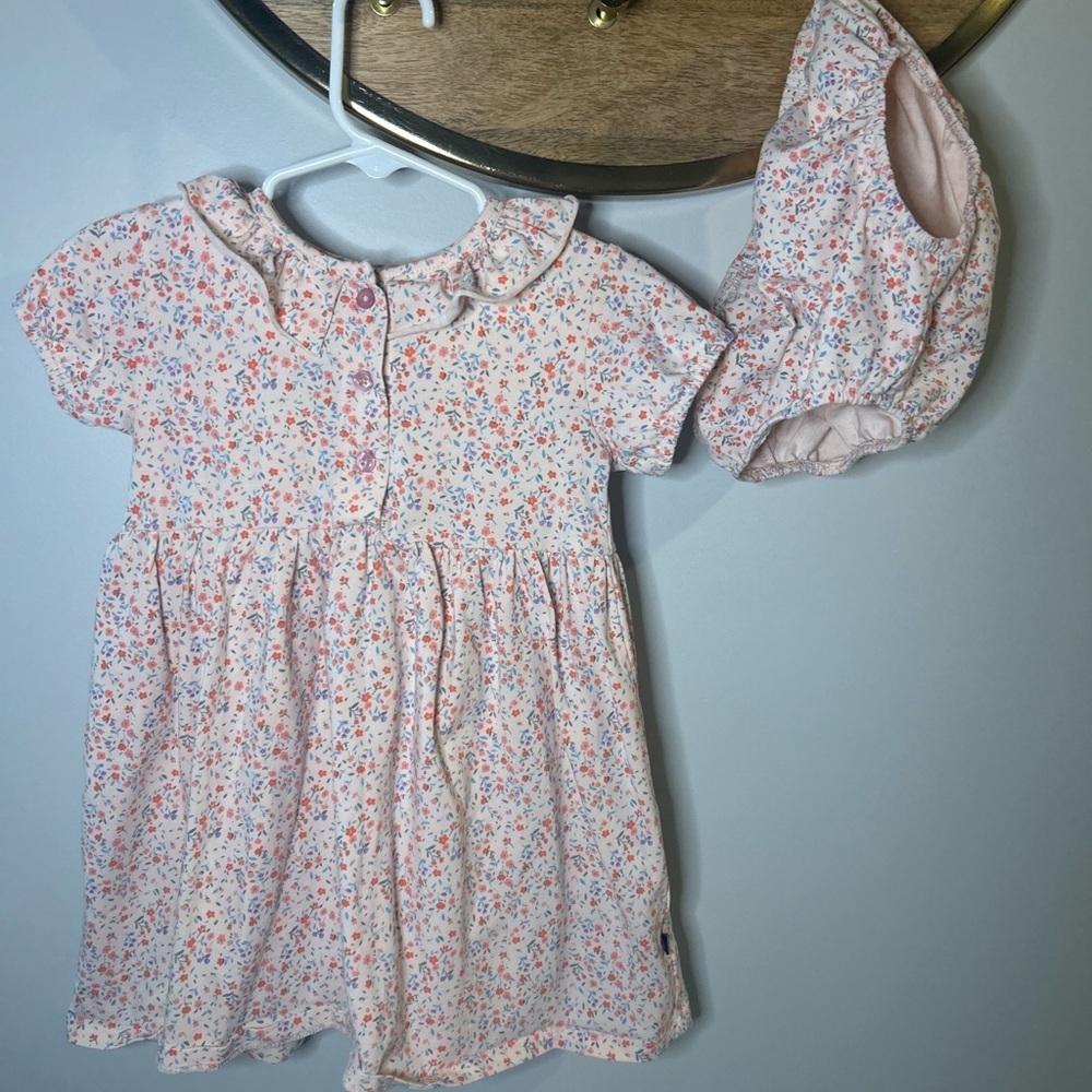 Deux par Deux Pink Floral Kids Dress with Bloomers